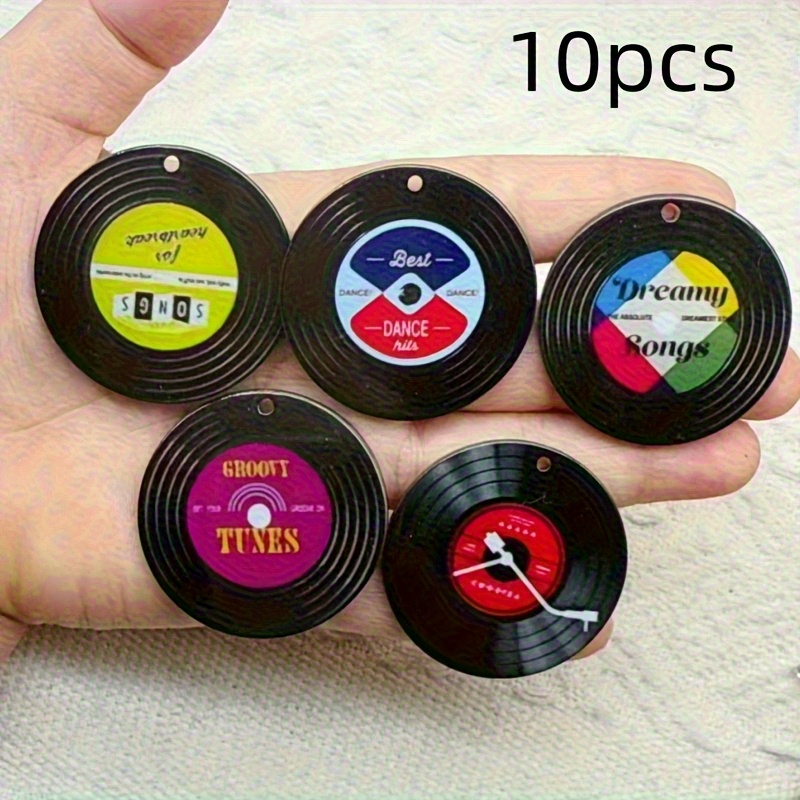 TEMU 2d Flat - 2d 10 Acrylic Music Cd Pendants, Suitable For Jewelry Making: Earrings, Necklaces, Keychains, And Handicrafts