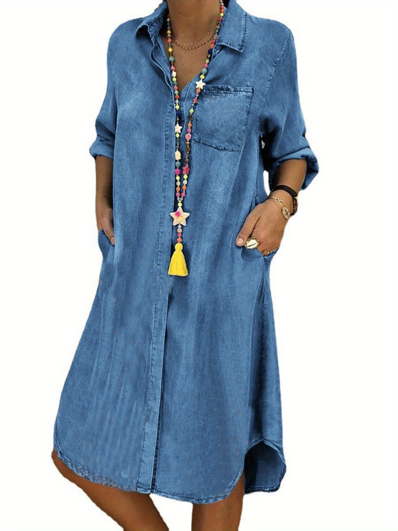 Walmart Womens Ruffle Denim Shirt Denim Dresses Sold On Temu