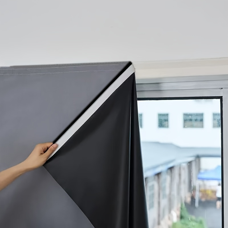 Image of Bedroom Bay Window Curtain- No Drilling Adhesive Pvc Curtain, Light Filtering, Short Length, , Fashionable Curtain Suitable For Room Types, Bedroom Curtain, Bedroom Decoration, Modern Curtain, Curtain