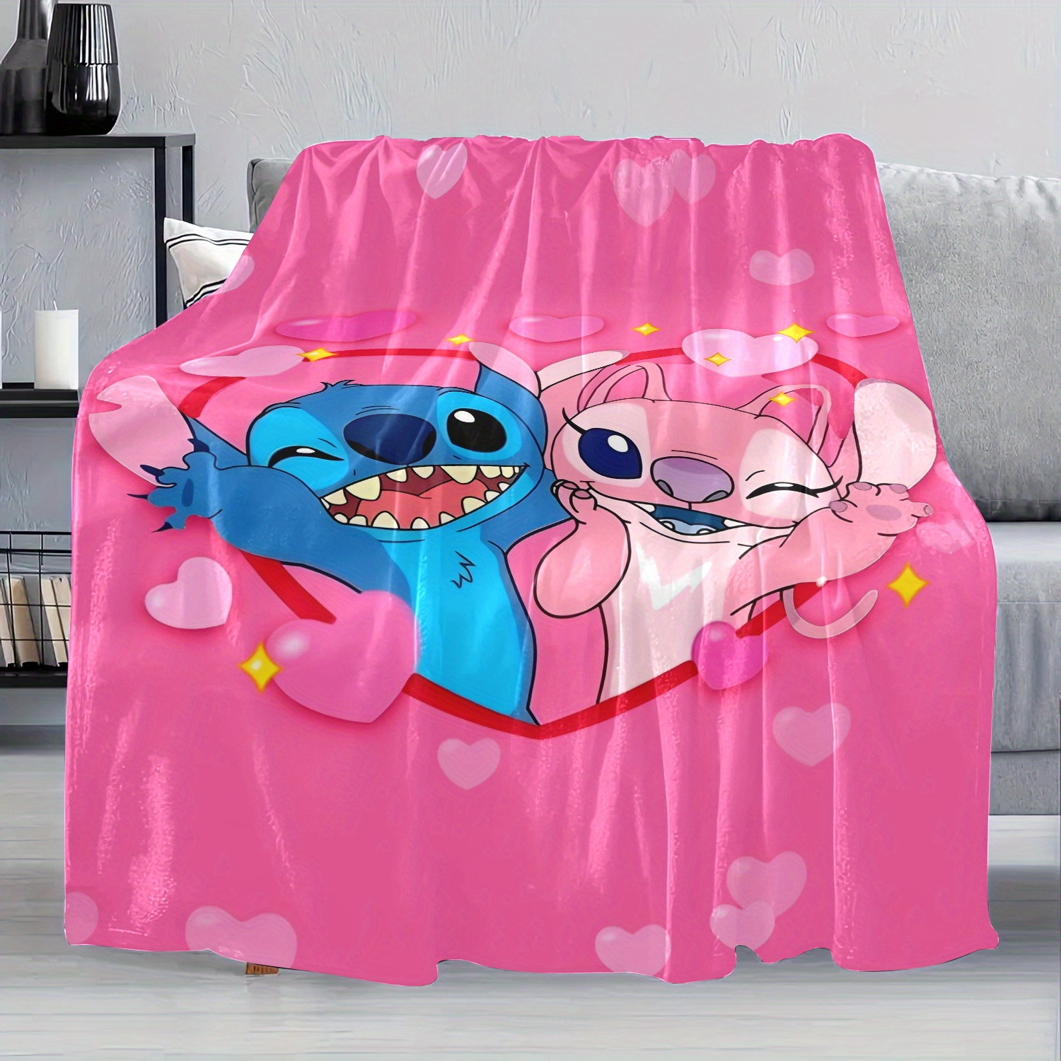 

1pc Couverture en Flanelle Disney Lilo & Stitch - Douce, Confortable et avec Imprimé Cartoon Vibrant - pour , la , - Cadeau pour et pour les Anniversaires ou la Saint-Valentin