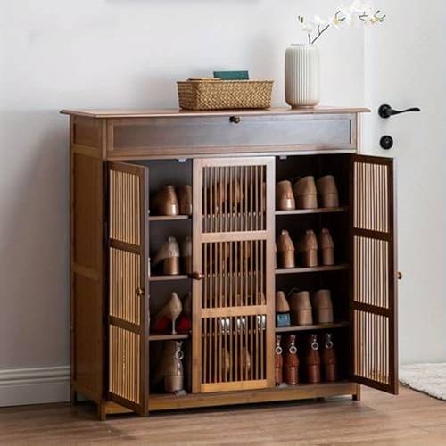 bamboo shoe storage cabinet with 5 tier drawers high quality entryway hallway living room organizer for 20 25 pairs vintage style floor standing shoe rack entryway storage natural furniture durable construction