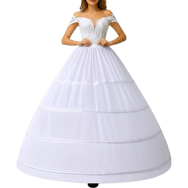 TEMU 1 pièce de robe de mariée blanc à plusieurs couches et duveteux, jupon de style de rêve, convient pour robe de mariée, sous-robe / bal / mariage