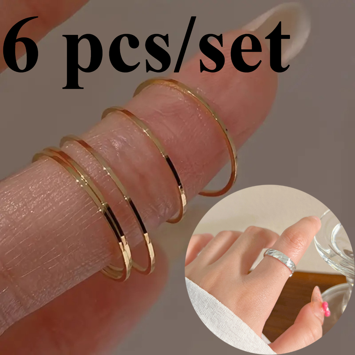 6pcs Minimalist And Stylish Women's Ring Set - Stackable Ordinary Rings In Sizes And Stylish Plain Ring - Suitable For Daily Wear And Gift