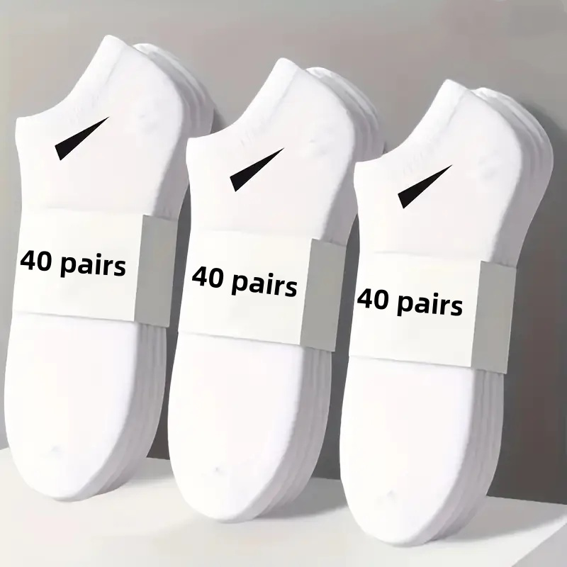 40 Paar Heren Ademende Sokken - Lichtgewicht Gebreid, Effen Kleur Minimalistisch Design