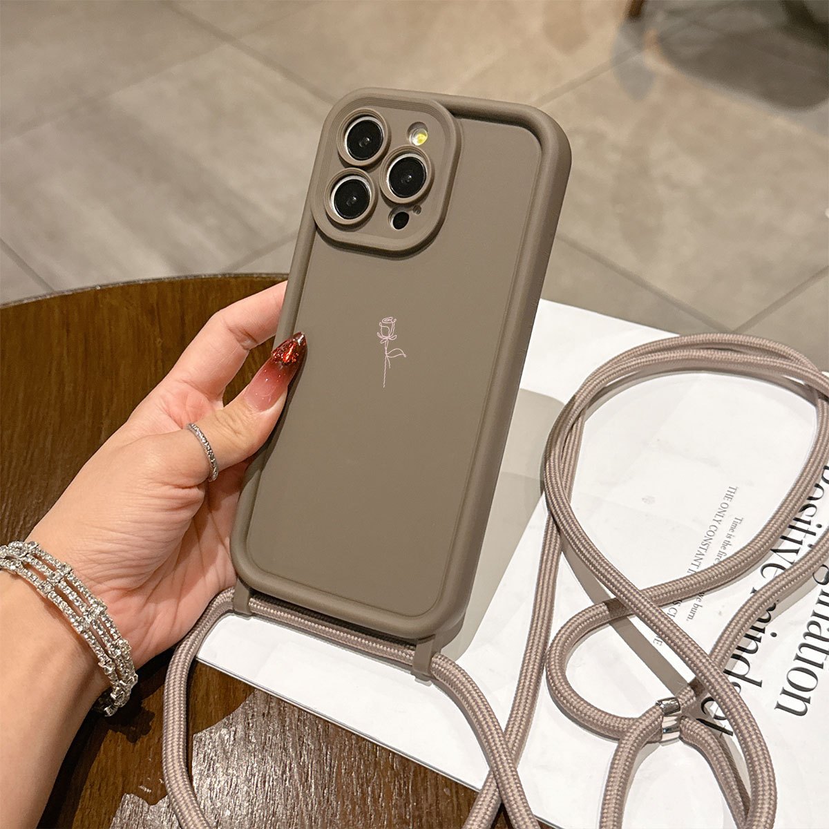 TEMU Phone Case: A Convenient Lanyard Phone Case With A Multi-functional Adjustable Lanyard And Crossbody Shoulder Strap, Featuring A Line Art . This