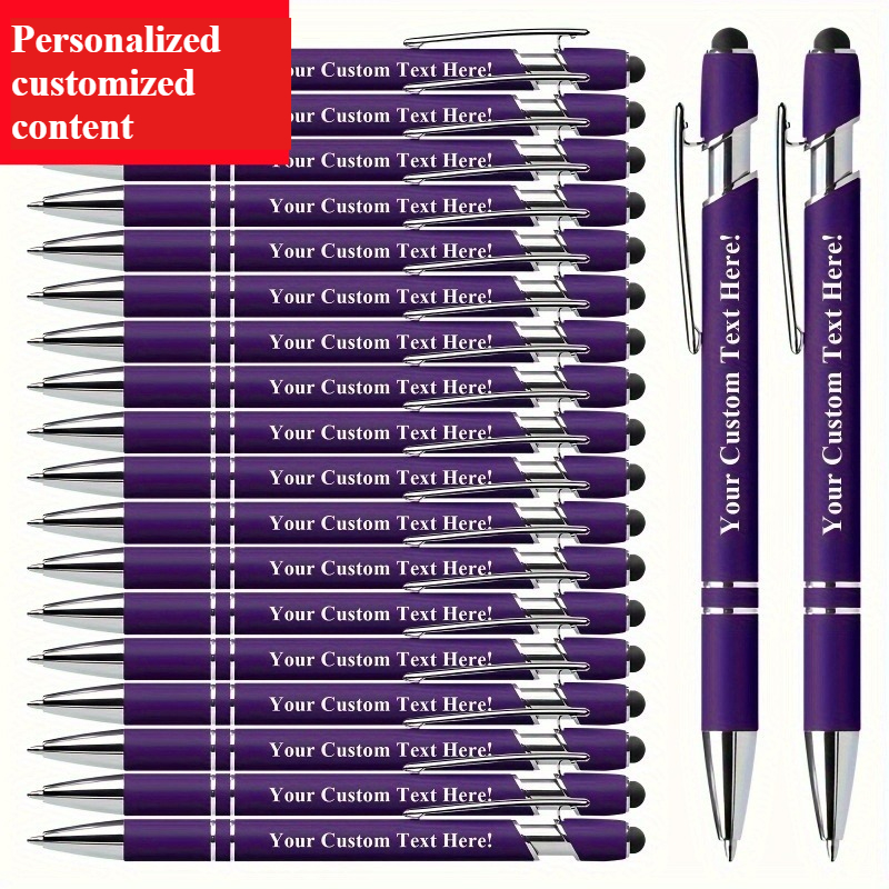 50pcs Custom Logo Text Engraved Retractable Metal Ballpoint Pens, 0.5mm Medium Nib Ergonomic Oval Holder, Smooth Writing Pen For Office School Art Projects, Ideal Holiday Graduation Gifts