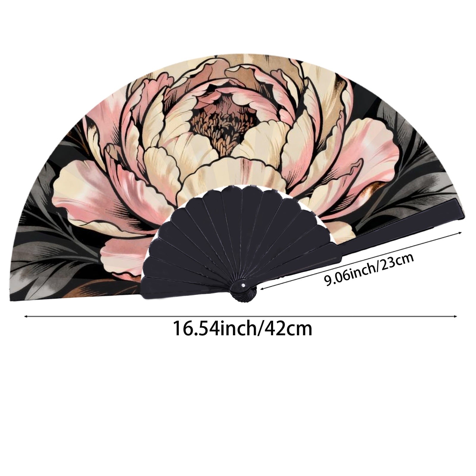 TEMU da donna grande stampa di peonie, design stilizzato e dettagliato con sfondo scuro "used", disponibile in specifiche, ottima idea regalo per la