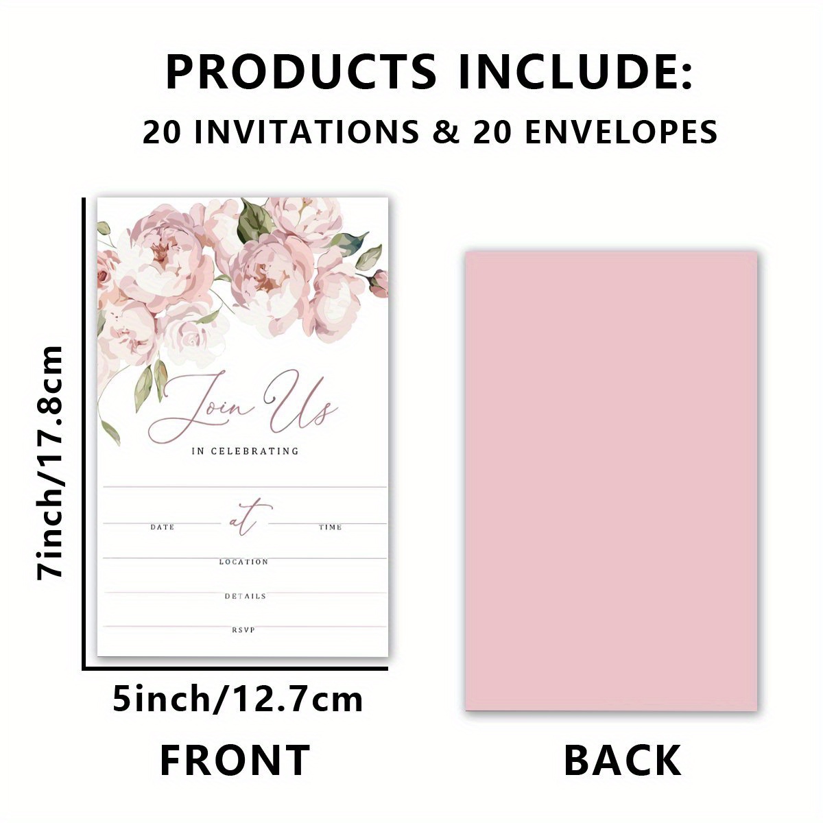 TEMU 20pcs, Invitation de Mariage, Cartes d'Invitation de Fête Prénuptiale, Cartes d'Invitation de Fête Prénuptiale avec Enveloppes, Cartes