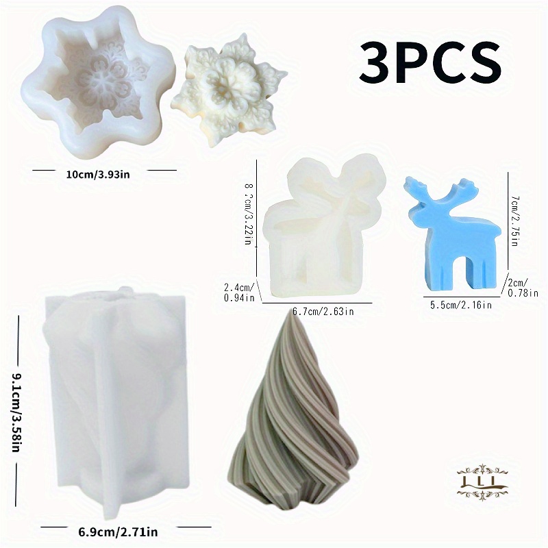 TEMU Set di 3 stampi per candele - di + di Natale + Albero di Natale - una confezione regalo di candele natalizie, regali di candele per le feste,