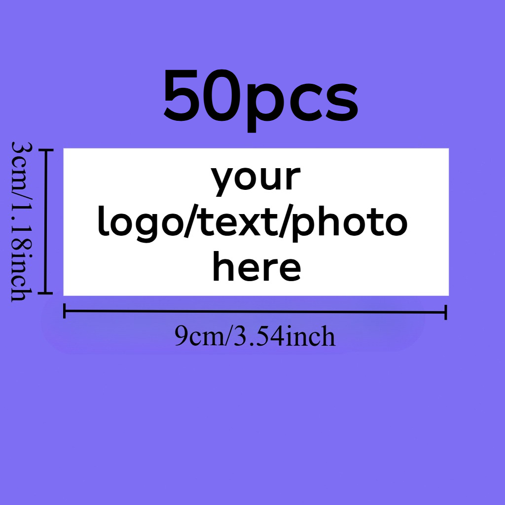 TEMU Customizable 2x7cm/3x9cm/4x9cm/5x13cm Personalized Waterproof Rectangular Stickers, Custom Personalized Label With Commercial Logo Text For