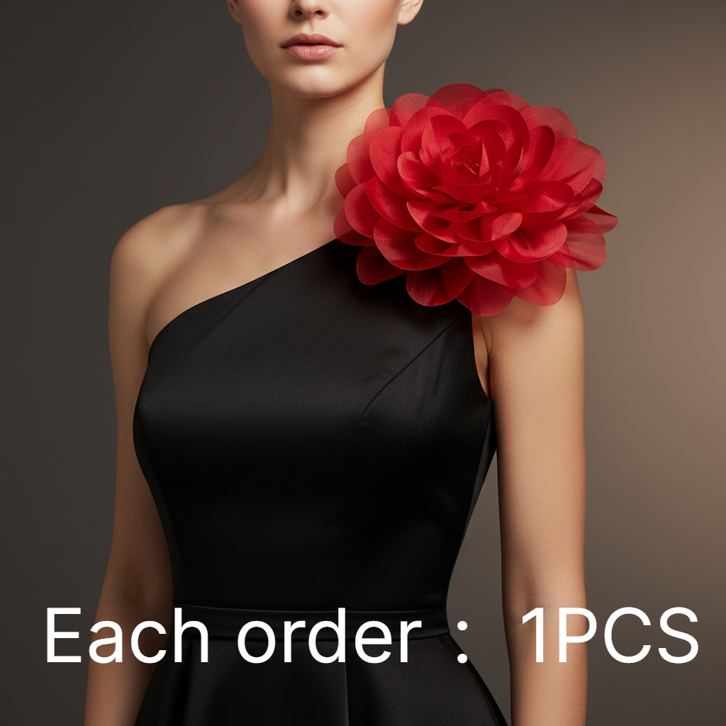 TEMU 1pc/30cm/11.81in Full And Three-dimensional Multi-petal Handmade Flower Semi-finished Product, Versatile Diy Outfit Decoration, Large Flower For