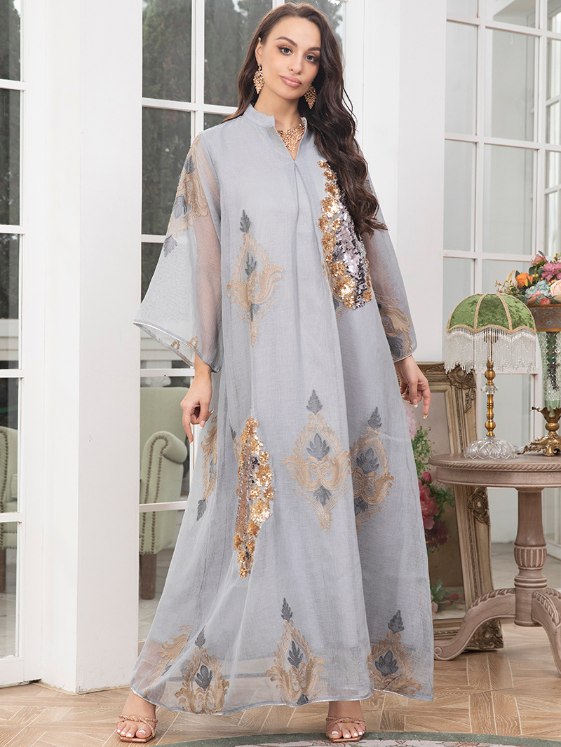 فستان فصلي الربيع والصيف - قفطان أنيق برقبة على شكل سبعة