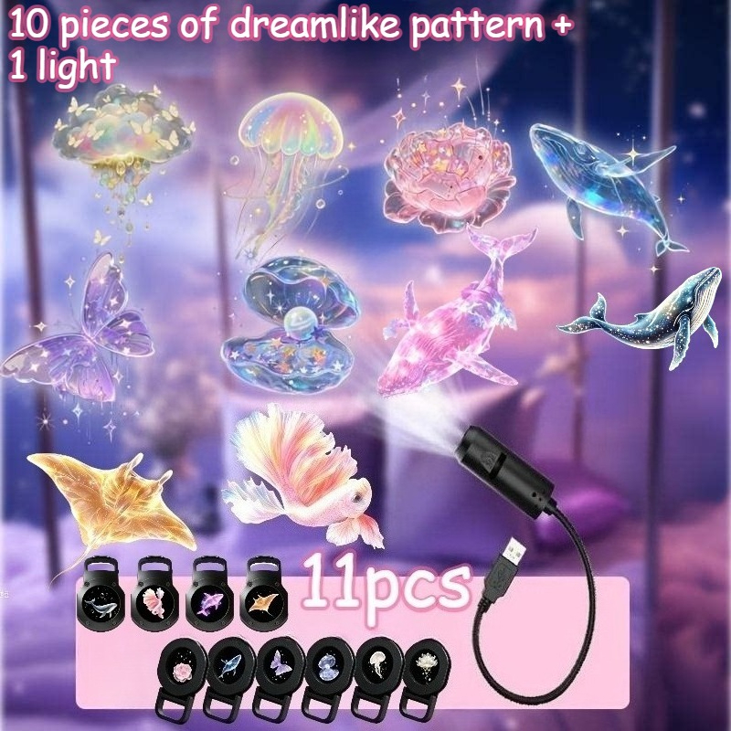 TEMU Lampe de projecteur LED USB, lumière flexible à col de cygne, interchangeables de et de papillon, décoration de projection murale et plafonnière