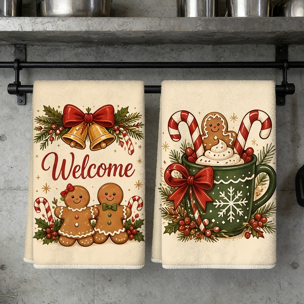 TEMU W 2pcs Kitchen Towel,soft Absorbent Microfiber Tea Towel, Decorative Housewarming/birthday Gifts For Mom, , Neighbors,christmas Kitchen Towels