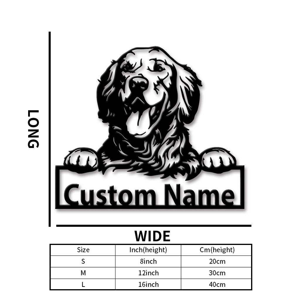 TEMU 1pc Custom Golden Retriever Metal Sign Personalized Dog Lover Wall Art Decor Unique Gift For Pet Owners Indoor Outdoor Porch Living Room Bedroom