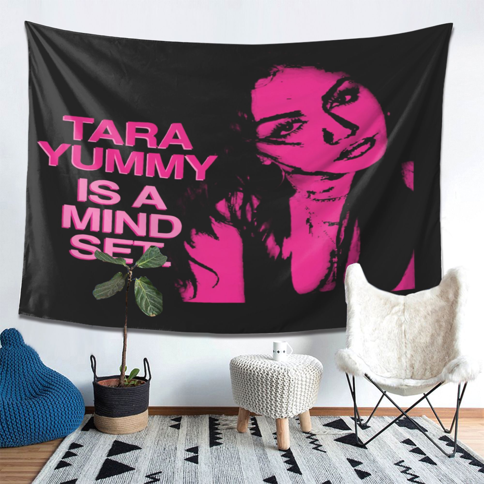 TEMU Banner/banners/flags, Magenta Hot Girl Attitude Poster Printed Theme, Fashion Lightweight Durable Polyester Wall Decor, Multifunctional