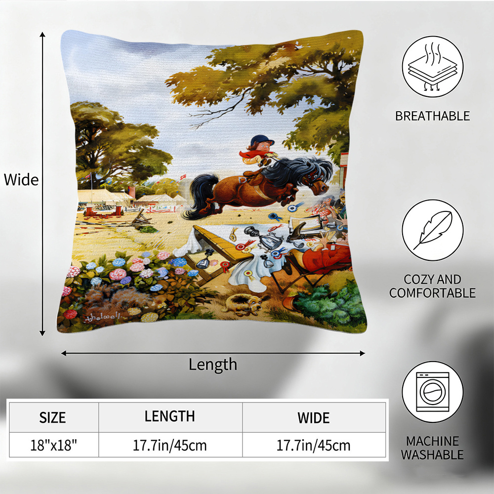 TEMU Thelwell Artwork Themed Pillowcase, 18x18 Inches, 18x18 Inches, Modern Pattern Decorative Pillow Cover, Zipper Closure, Machine Washable,