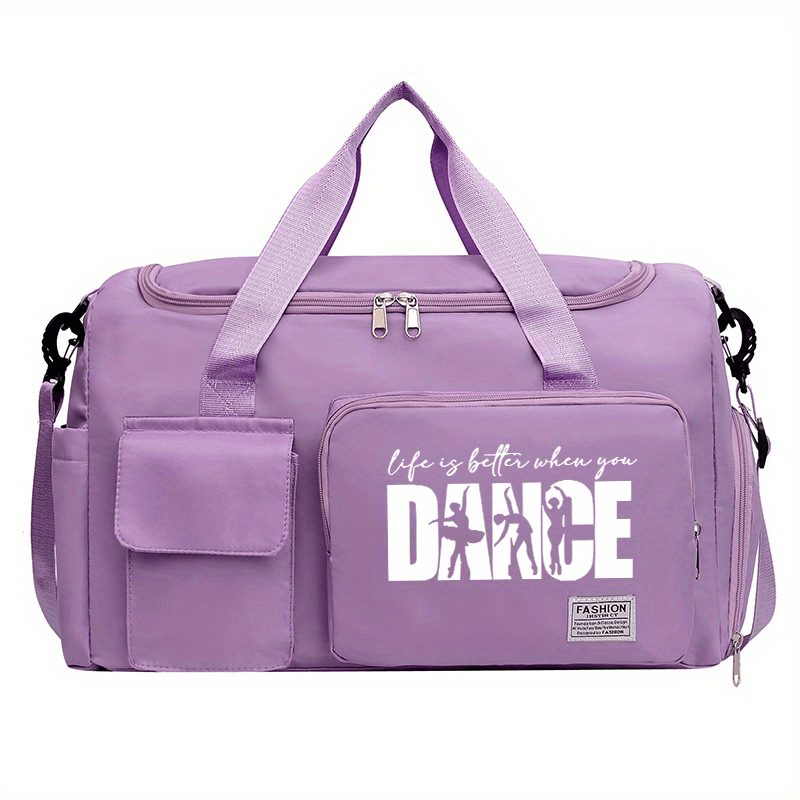 TEMU 1pc '/' Large Capacity Gym Duffle Bag With Separate Shoe Compartment - Cute Sporty Tote Suitable For The Gym, - Adjustable Strap, Zippered Shoe