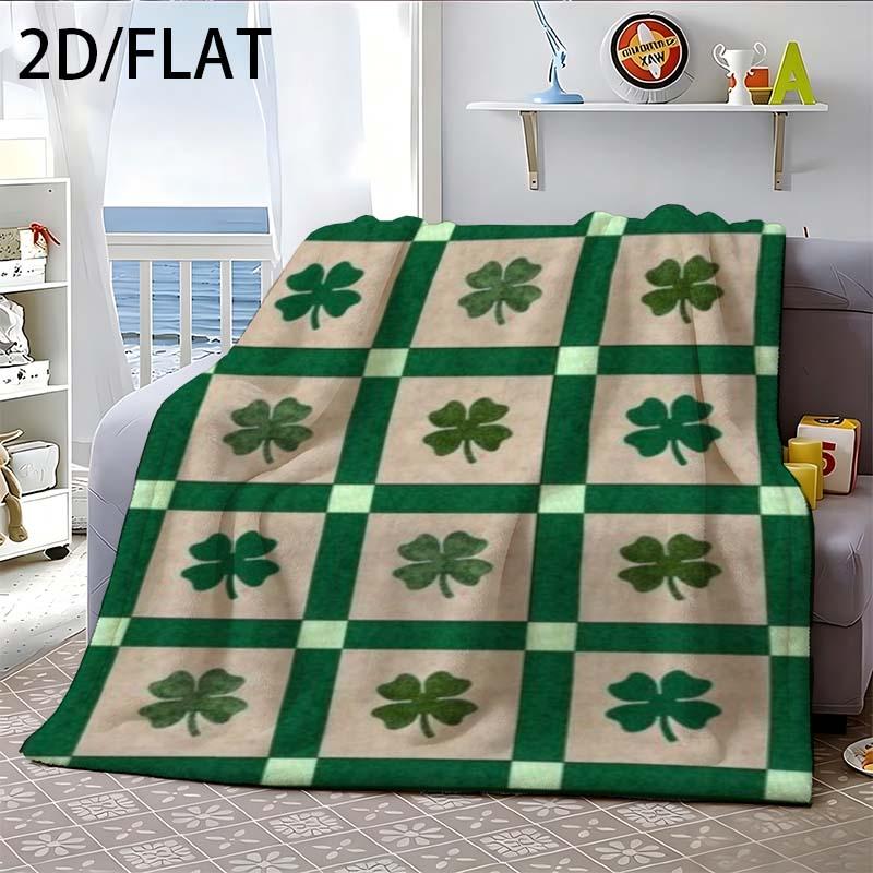 item picture 1pc blanket   clover creative theme patterned blanket thickened ultra soft high quality flannel holiday birthday gift k       multi functional outdoor travel camping   nap blanket