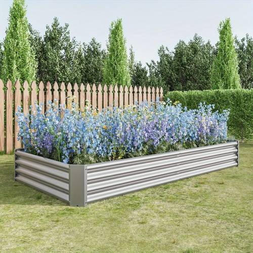 raised garden bed kit metal raised bed 6x3 7x0 98ft for flower planters vegetables herb green silvery