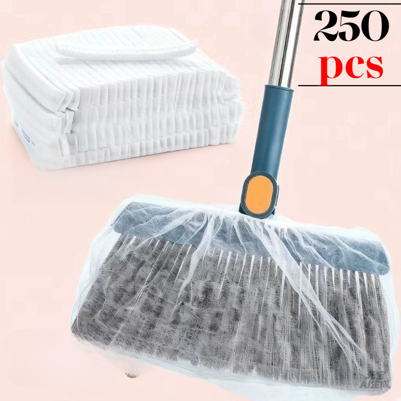 TEMU 250pcs Pack Disposable Broom Covers Suitable For Household Brooms, Electrostatic Static Dust & Hair Catcher, Stretchable Elastic Fits Multiple