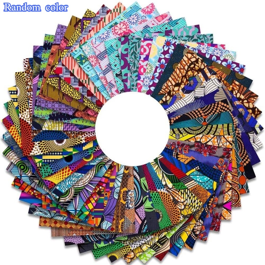 50 kosov 10*10 cm/3,9*3,9 palcev poliestrski afriški kvadratni tkaninski brez ponavljanja, natisnjen za obrt, primeren za DIY šivanje, obrtne