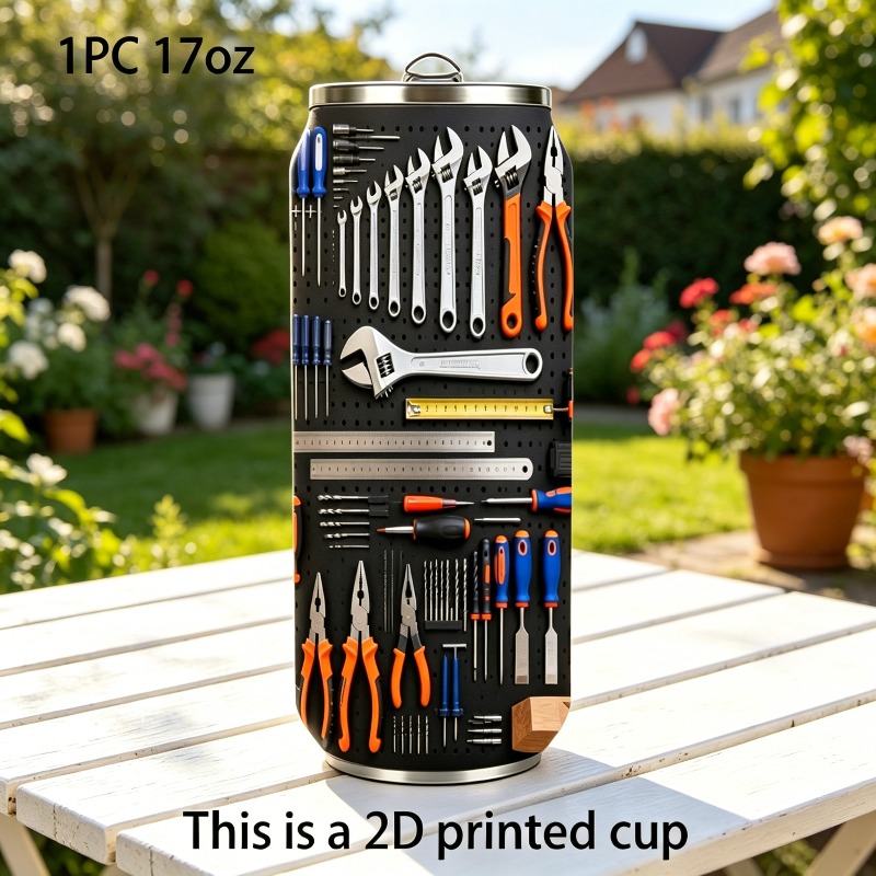 TEMU 17 Oz Multi-functional Tool Printed Cup, 2d Flat Wrench Pattern With A Tough And Chic Style, Sealing, Dustproof, And Leakproof Performance.