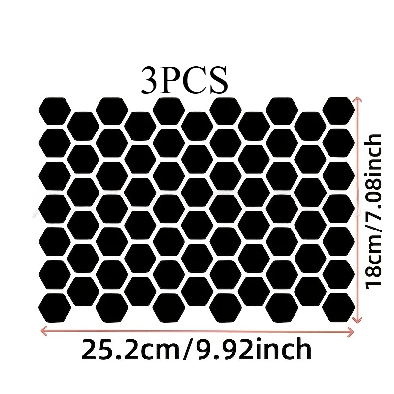 TEMU 3pcs Universal Hexagonal Honeycomb Vinyl Car Window Sticker, Self-adhesive Sunscreen Scratch Resistant Decal, Classic Pattern Side Window Decor,