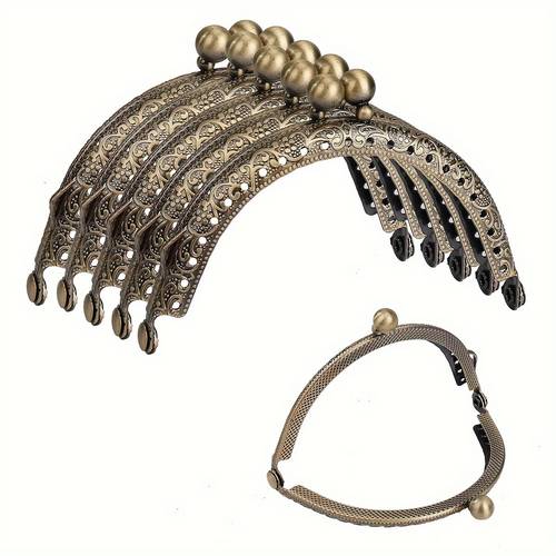 8pcs antique bronze half circle metal wallet frames with vintage hinge closure diy wallet handbag making supplies suitable for wallets purses room decor antique hardware diy wallet making