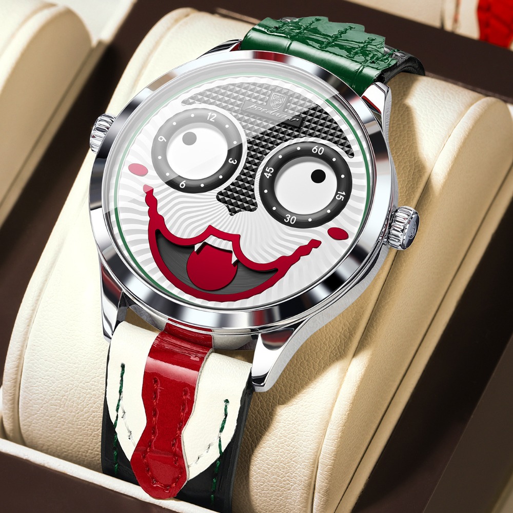 TEMU New Business Luxury Men's Watch, Faux Leather Strap, Unique Pattern, Cartoon Y2k Style, Back To School , Motorcycle Riding Watch, Christmas And