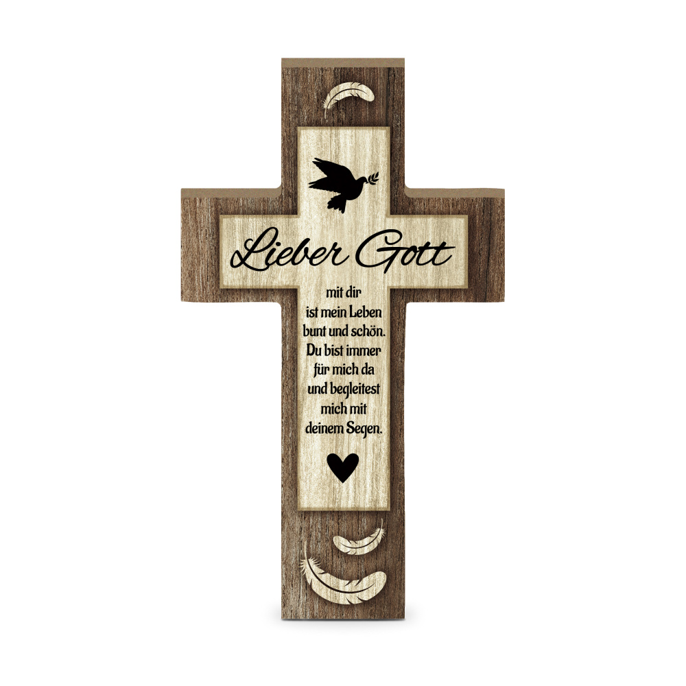 Image of 1pc Putuo Decor German , Manufactured Wood Tabletop Decoration, "lieber Gott" Inspirational Quote, Multipurpose Desktop Decor For Home, Farmhouse, Living Room, Church - Ideal Gift