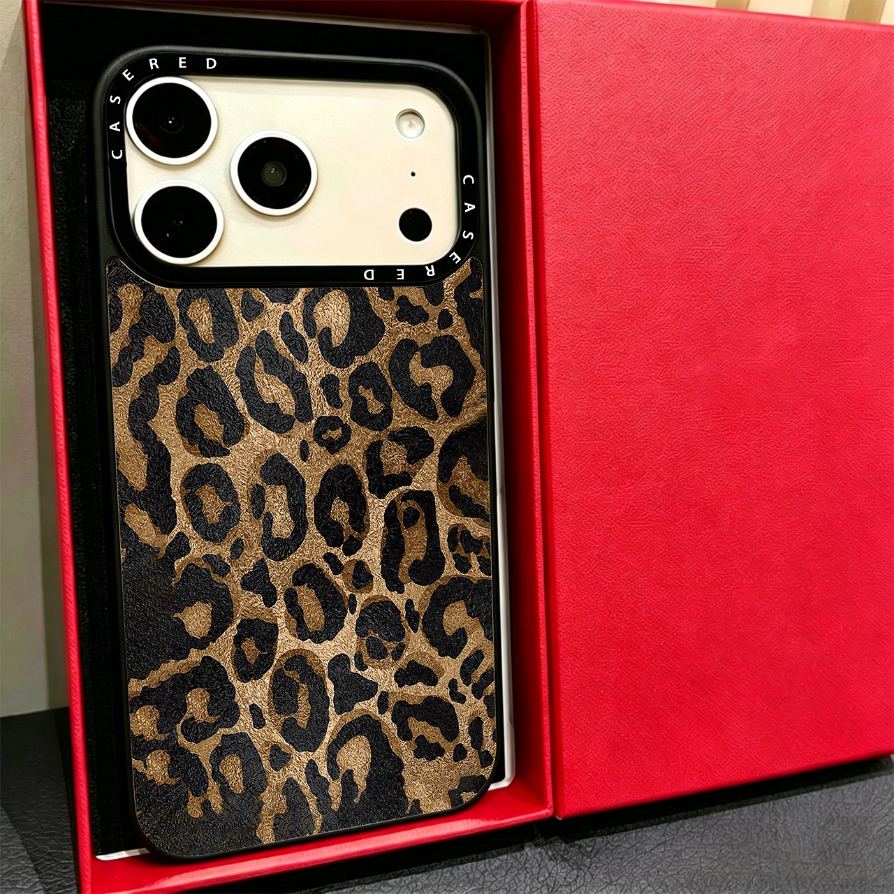 TEMU Phone Case - 1pc Mirror 2d Multifunctional Makeup Mirror Compatible With Iphone 16 Pro High-end Retro Leopard Print Phone Case Iphone 15 Pro Max