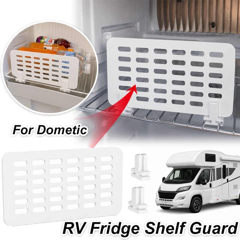 Image of Rv Fridge For Refrigerator, White Plastic Fridge Divider Panel With 2 Clips, Ventilated Anti-fall Storage Guard For , Motorhome & Travel Trailer