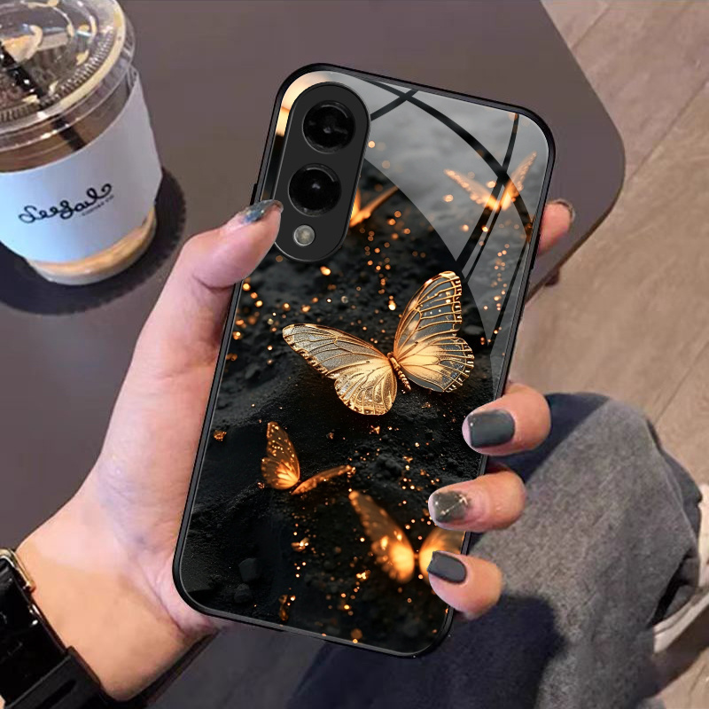 TEMU For S25 Edge Phone Case Hard Case Tempered Glass Shockproof Cover Lifelike Prints That