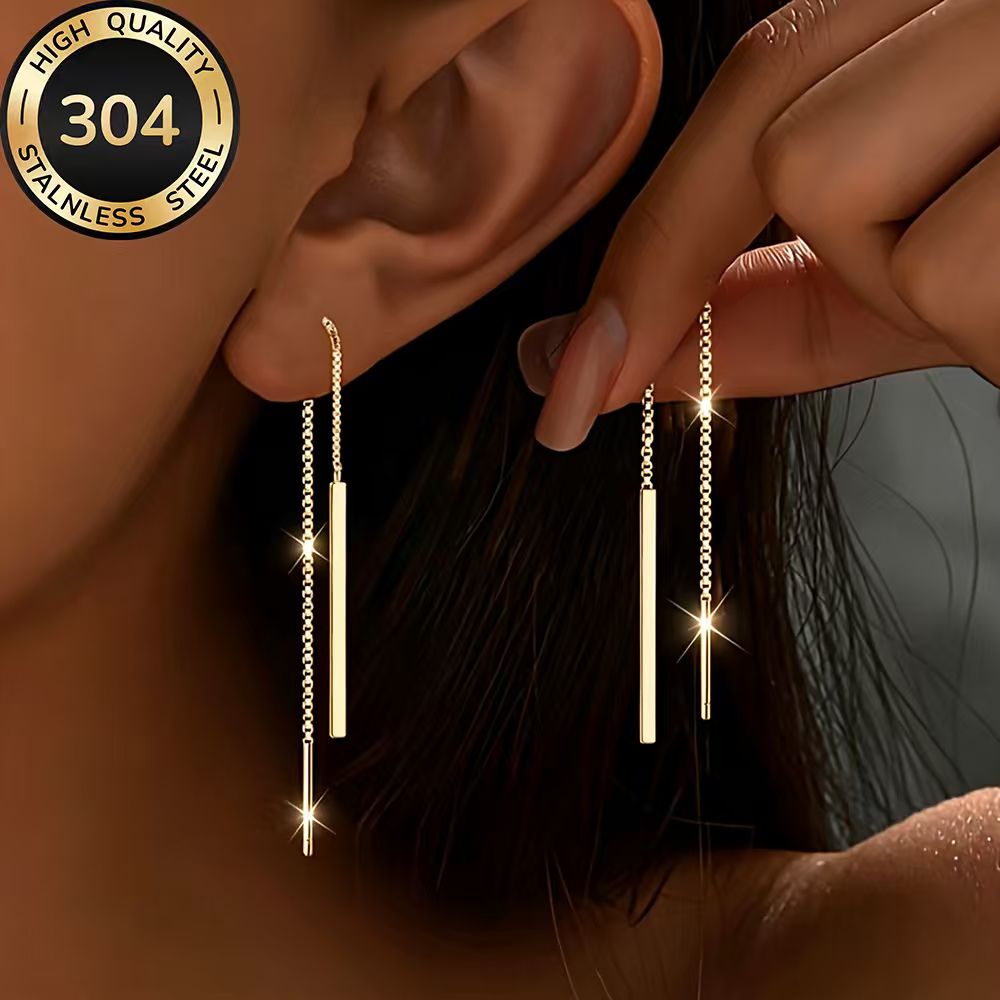 Image of High-quality Stainless Steel Golden Earrings, Hypoallergenic, Fade-resistant, Simple And Elegant, Fashionable Women's Earrings For Daily Wear Or Parties, Jewelry Accessories, Exquisite Gift For Women