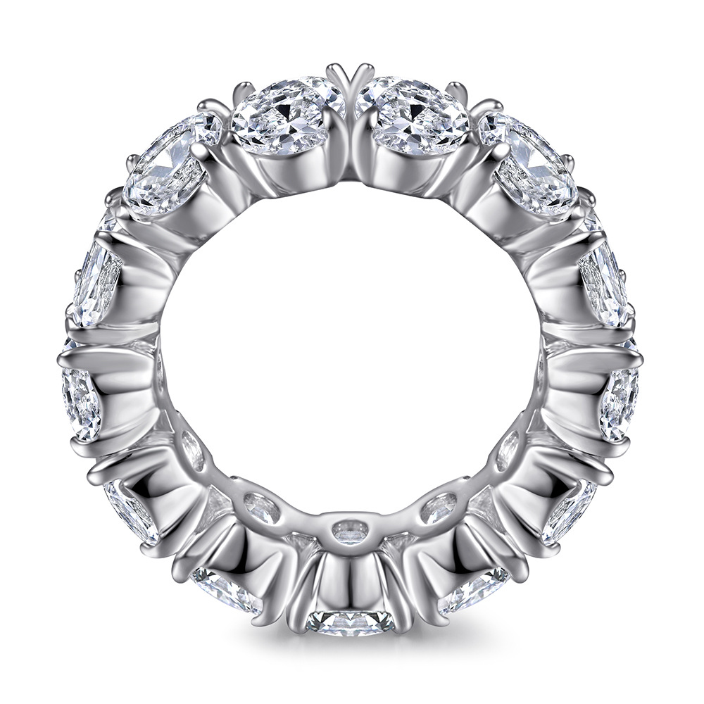 Women's S925 Silver Moissanite Eternity Ring, Classic Full Pave Band