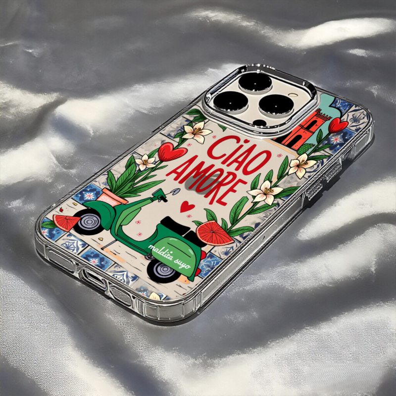 Ciao Amore Handyhülle Mit Blumenmuster Und Metallrahmen Für Iphone_voghion.com