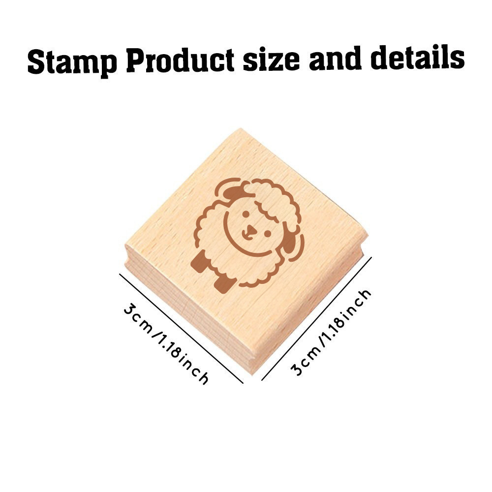 Vintage Zodiac Little Sheep Wooden Rubber Stamp for Planners