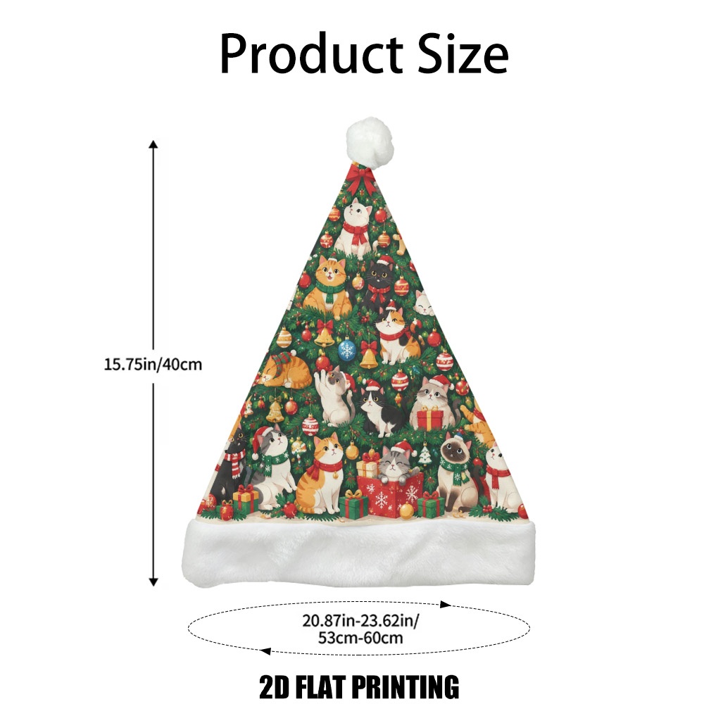 TEMU 1pc 2d Flat Printing Christmas Cats On Printed Seasonal , Fun Party Hat For Christmas Holiday Theme Party Hanukkah Easter Gathering