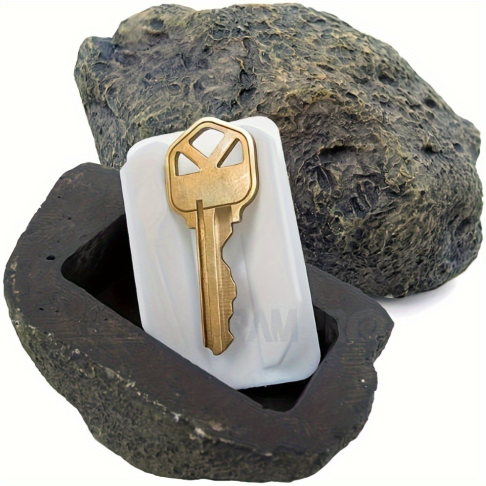 

1pc Plastic Holder - Realistic Rock Design For Hiding Spare Keys In Or Garden, With Internal Compartment