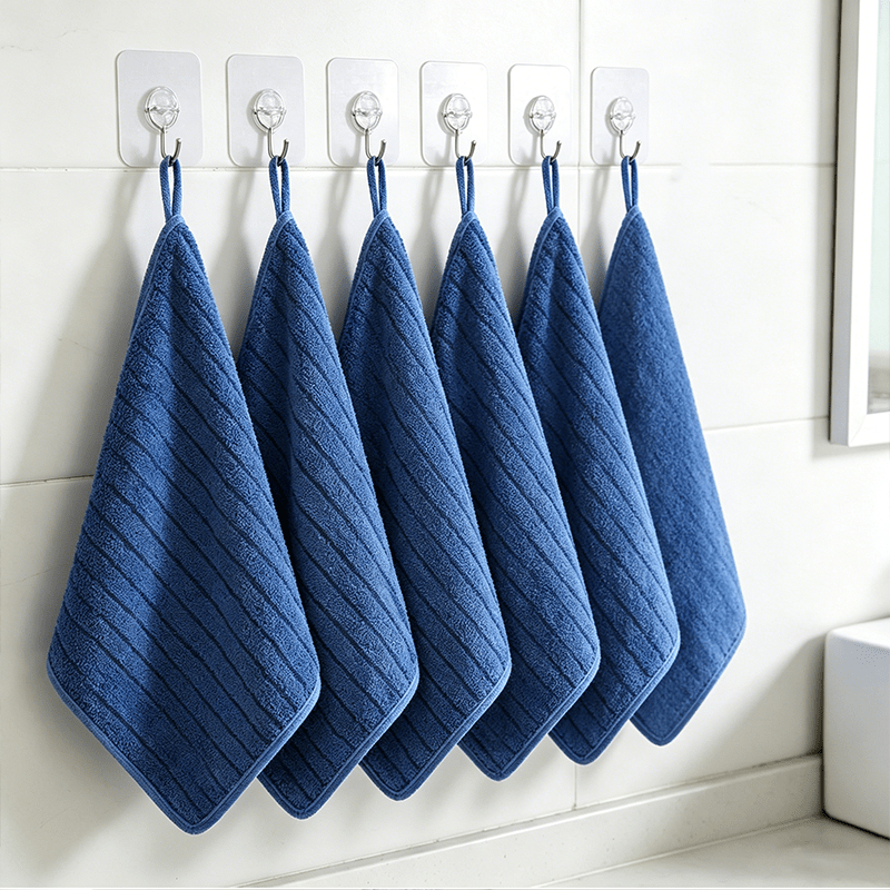 TEMU 6pcs Petites Serviettes à Main, Chiffons de Nettoyage, Serviettes Carrées, Serviettes de Voiture, 30X30Cm, Absorbantes, Séchage Rapide,