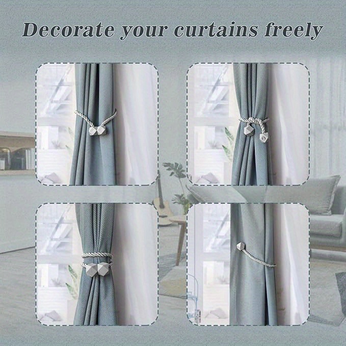 6 Pack Heavy Duty Magnetic Curtain Tiebacks - Strong Magnet Holdbacks for Thick Or Thin Curtains, Living Room, Bedroom, Office, Kitchen - Modern Window Drapes Clips (6 Pack), Living Room Curtain Holders, Modern Design, Durable Construction