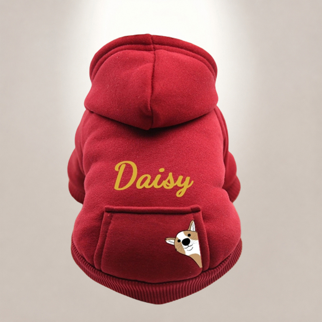 TEMU Customizable Names Or Words, Pet Hooded Sweatshirt, Soft, Breathable, Warm And Comfortable, Cute With - Suitable For Small And Medium-sized Dogs