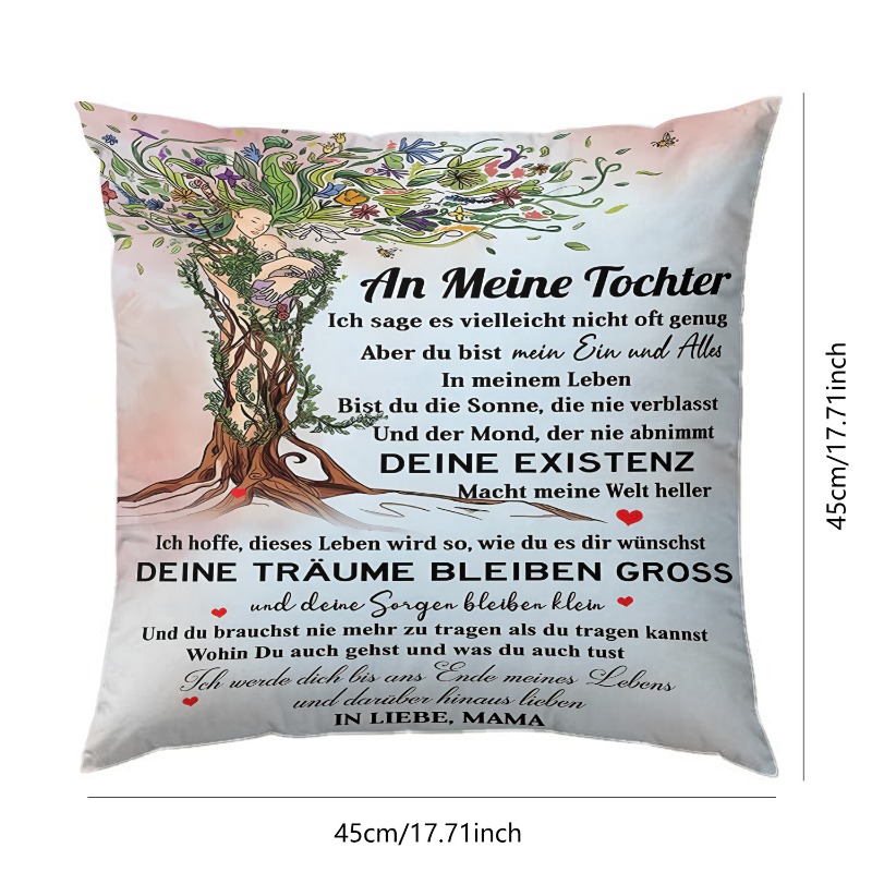 E-shop 1 Stück Deutsch-inspiriertes traditionelles chinesisches Schriftzeichen & Mutter-Tochter-Druckbezug - 18x18 Zoll Reißverschluss-Dekokissenhülle,