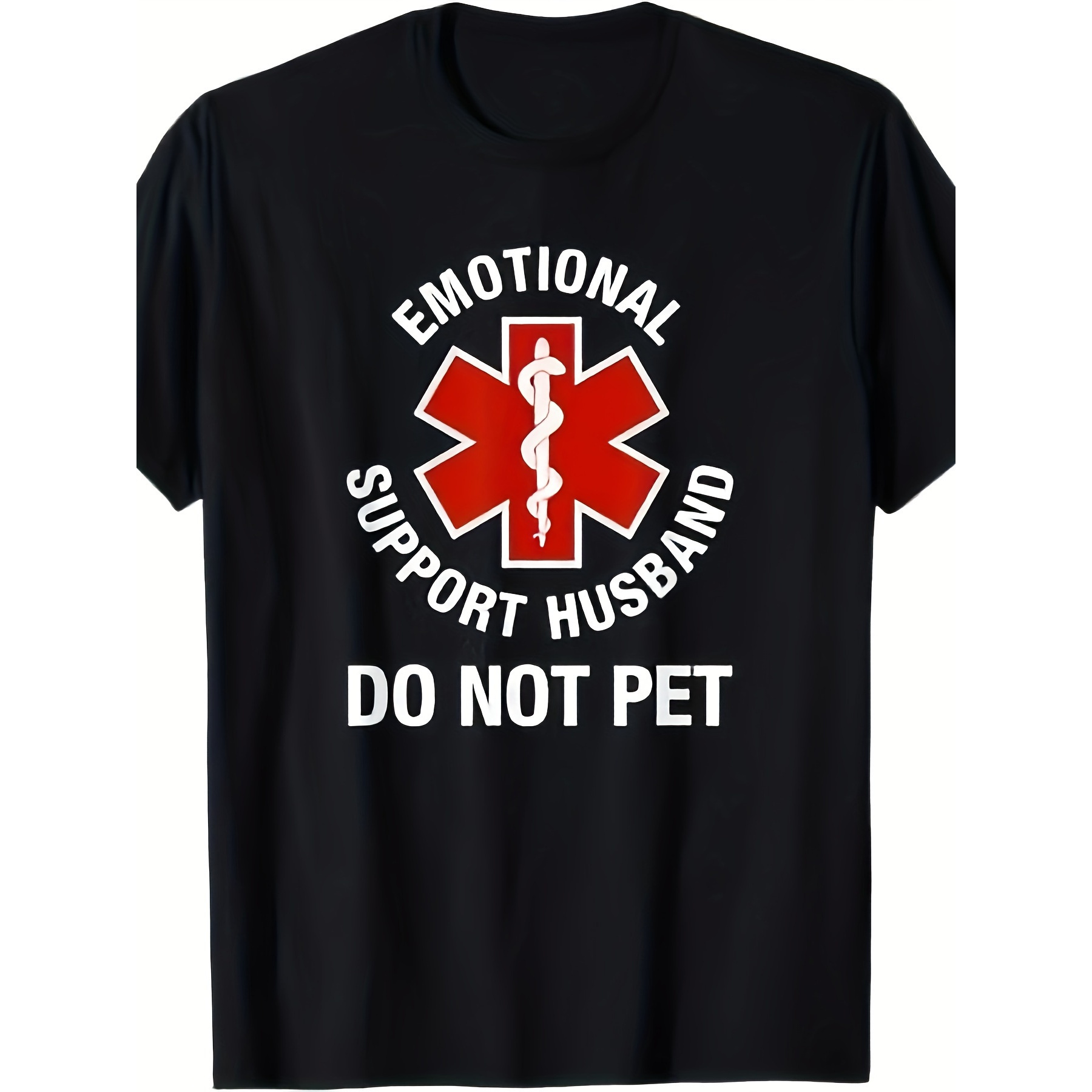 

Do Not Pet Emotional Support Husband Print T-shirt, Men's Casual For Summer