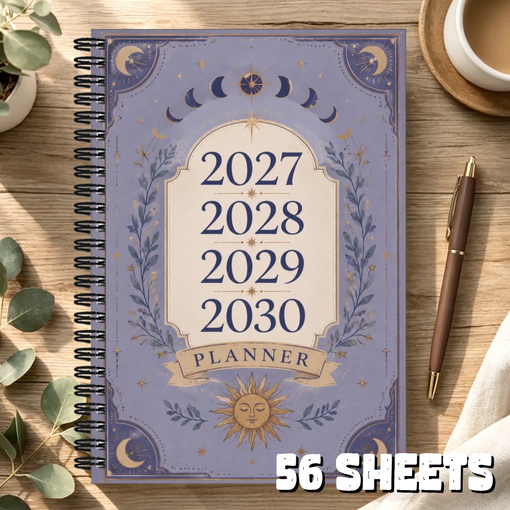 TEMU 1pc 21x14.5cm 2027-2030 Monthly Agenda Planners, 27-30 Celestial Monthly Plan Books Spiral Bound Suitable For Students Professionals Schedule