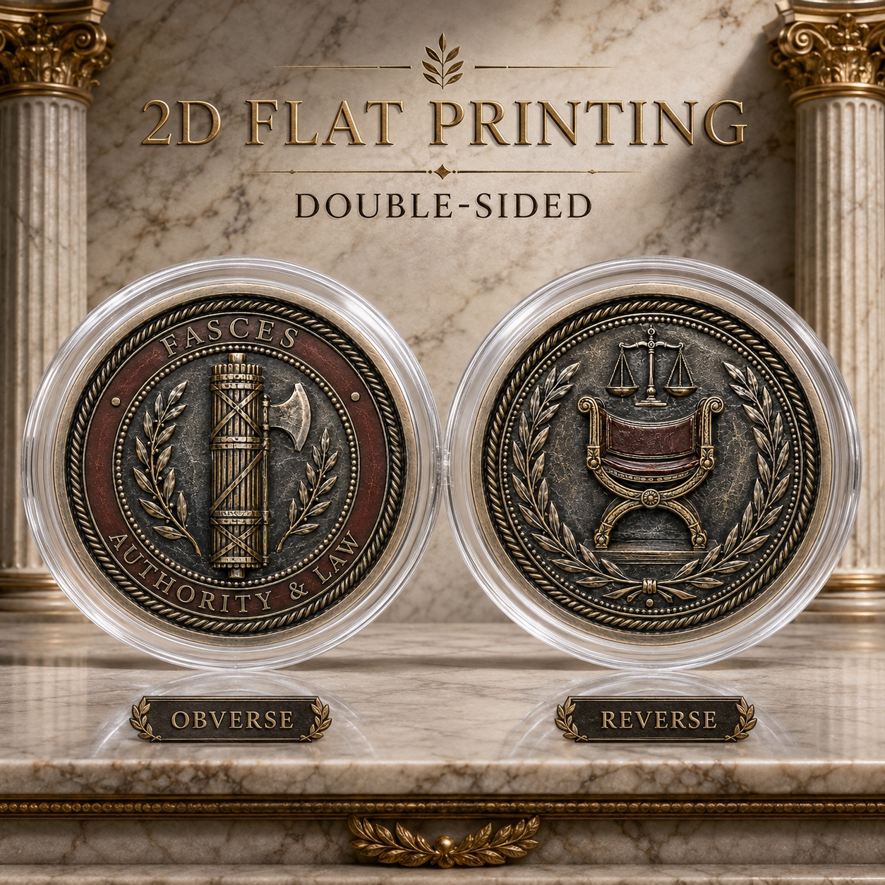 TEMU Replica Coin 1pc, 2d Flat Printing, Double-sided Metal Commemorative Coin, Roman Symbol Challenge Coin & Decorative Decision Coin, Bronze-tone