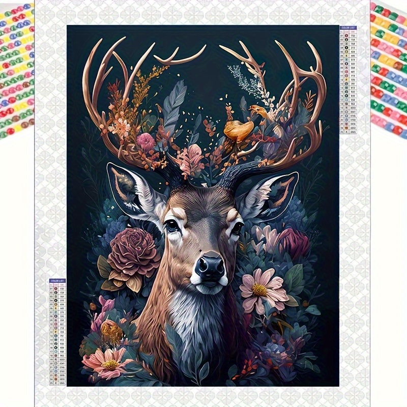 Image of Diy Deer Diamond Painting Kit For Adults, Acrylic Rhinestone Mosaic With , 40x50cm Home Decor Craft For Beginners And Enthusiasts, Age 14+
