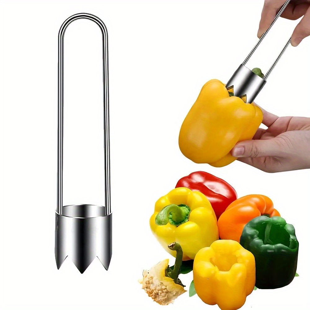 TEMU Stainless Steel Fruit & Vegetable Corer With Sharp Blade - Heavy-duty Seed Remover For , , Tomatoes, Chili Peppers, Bell Peppers - Easy-clean