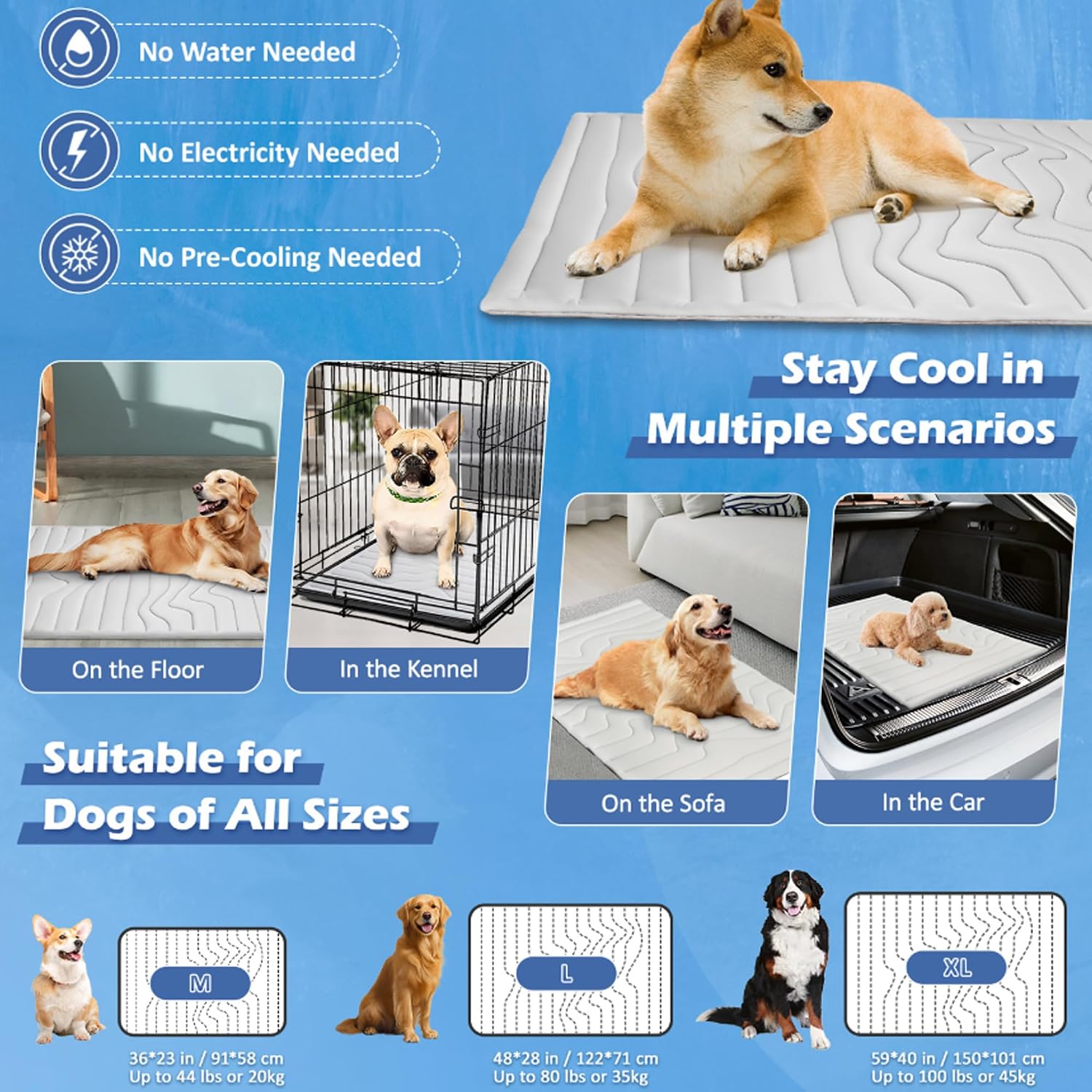 Image of Dog Cooling Mat, Sweet Dog Cooling Mat, Dog Cooling Bed, Double-sided Foldable Cooling Pad For Dogs In Summer, Car Or Yard